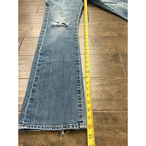 AG Adriano Goldschmied Distress Denim Blue Tomboy Relaxed Straight Jean Size 27R - Picture 7 of 10